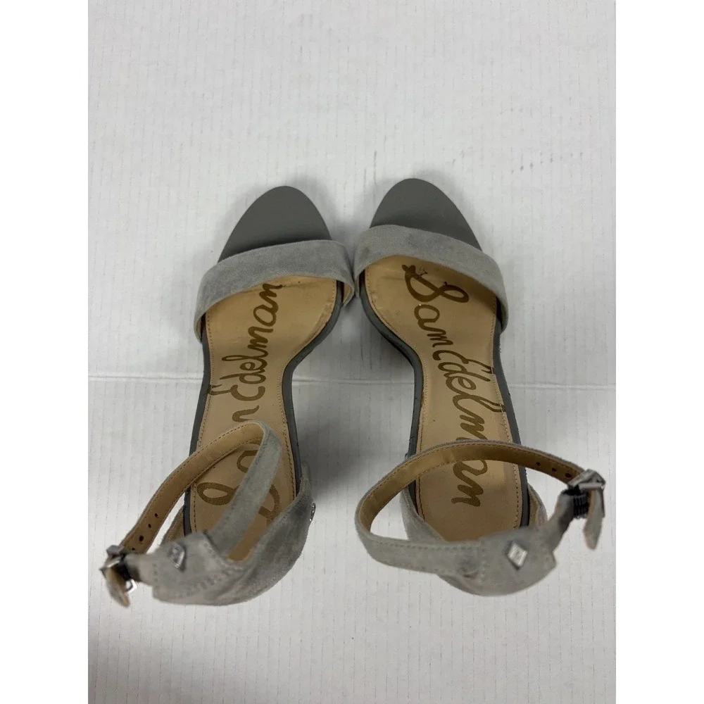 Sam Edelman Yaro 2 Jeweled Block Heel Ankle Strap Sandals Gray Suede 8.5M